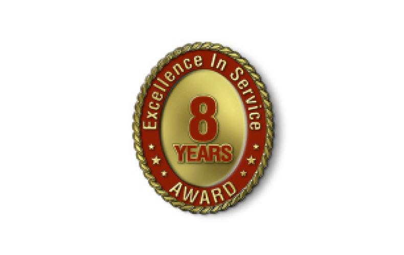 Excellence in Service - 8 Year Award